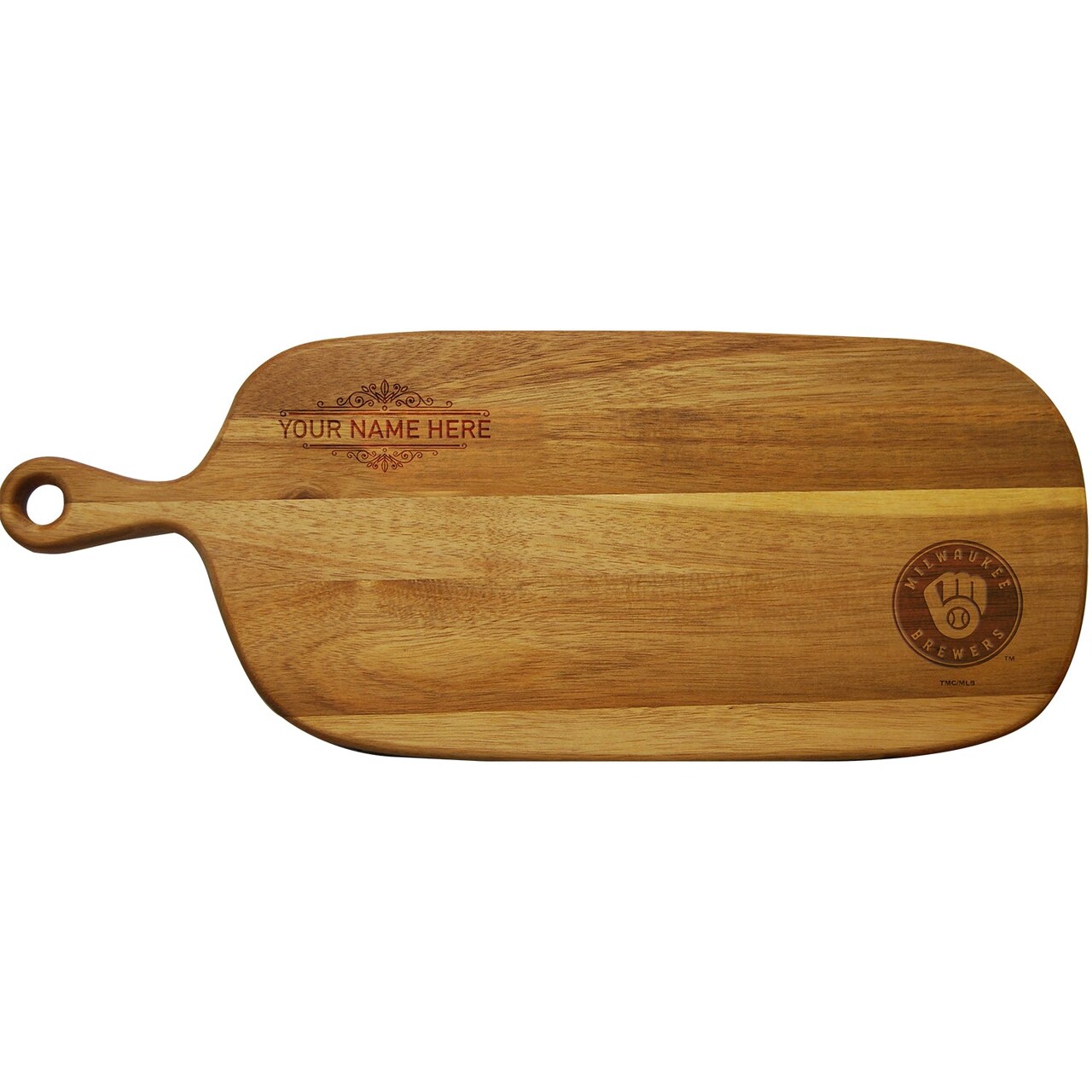 Personalized Acacia Paddle Cutting & Serving Board | Milwaukee Brewers